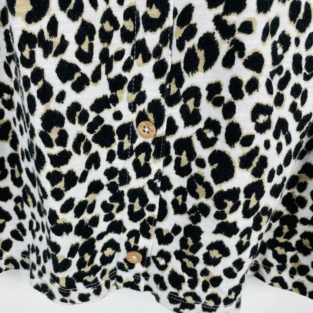 Old Navy Top Girls XL 14 Leopard Print Short Sleeve 100% Cotton